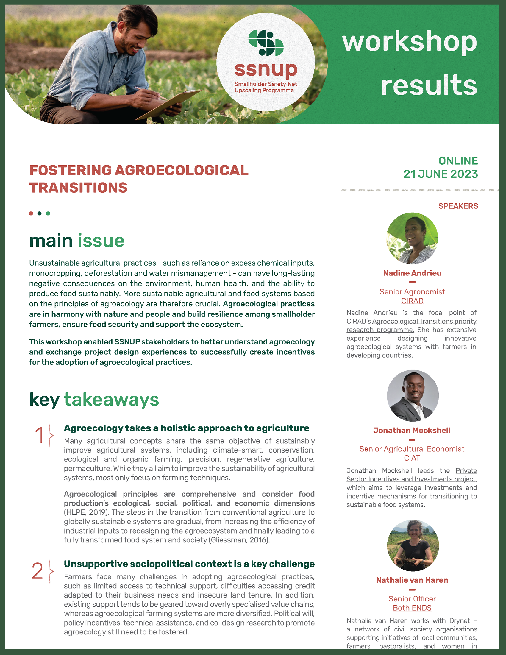 Fostering agroecological transitions