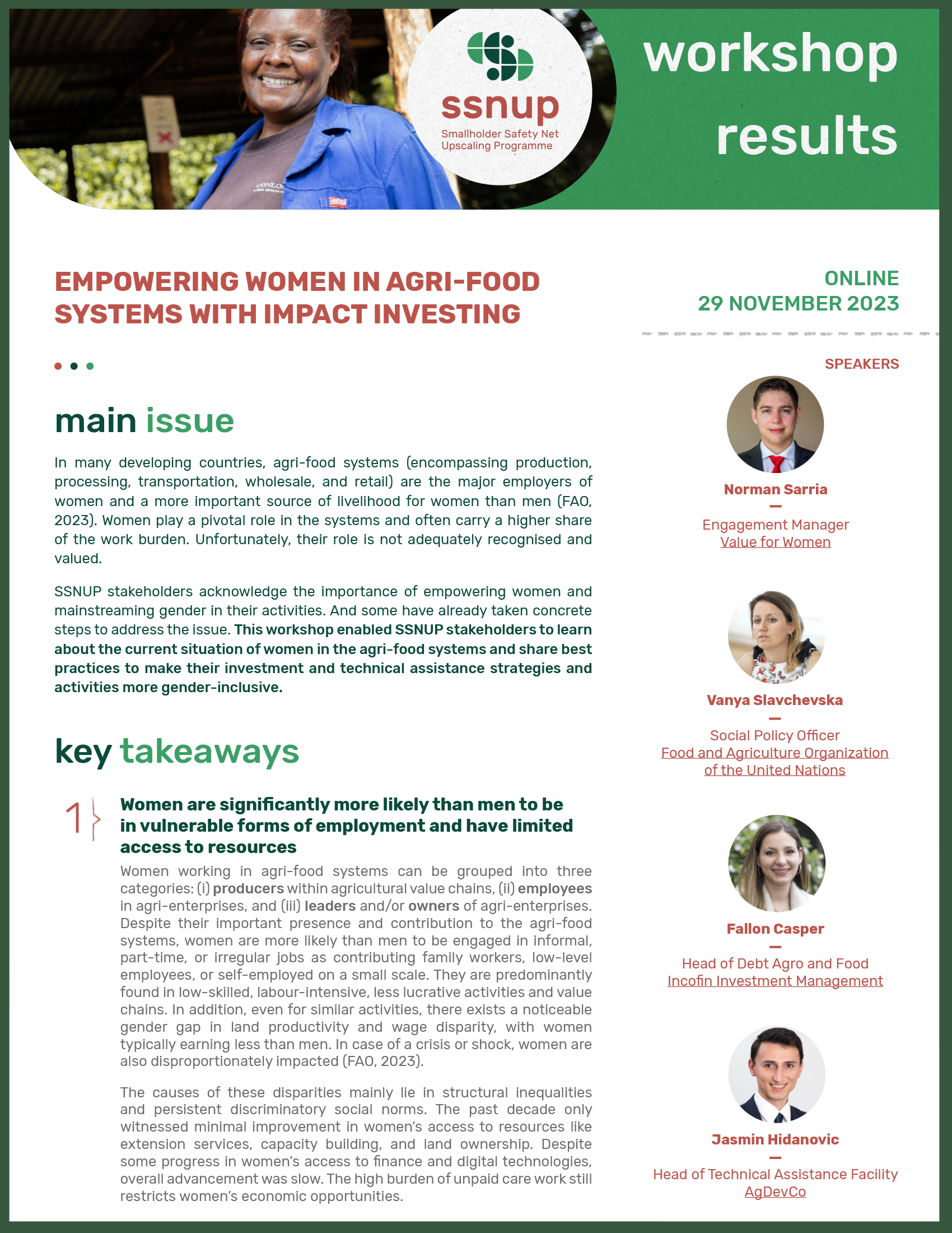 Empowering women in agri-food systems with impact investing