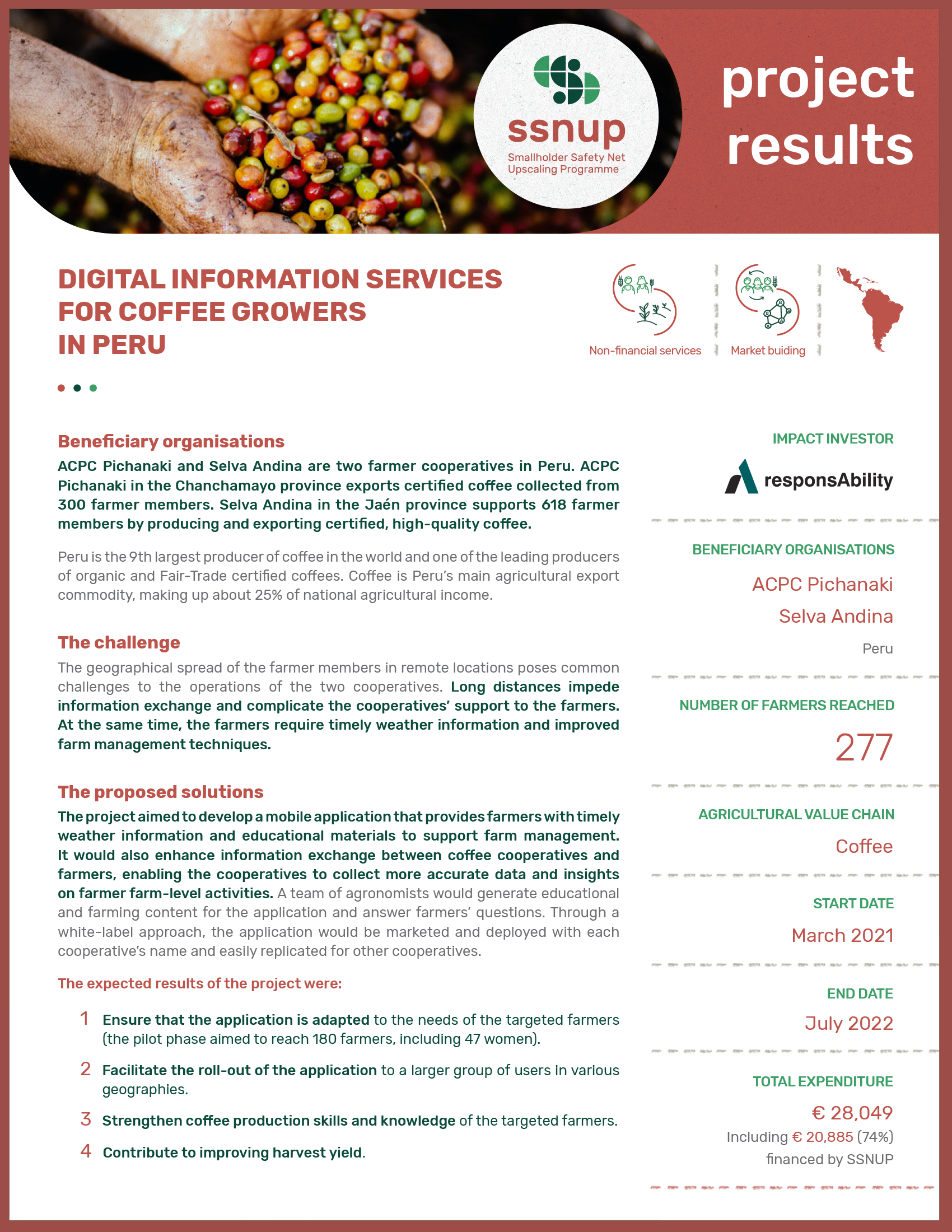 Services d'information numérique pour les producteurs de café au perou