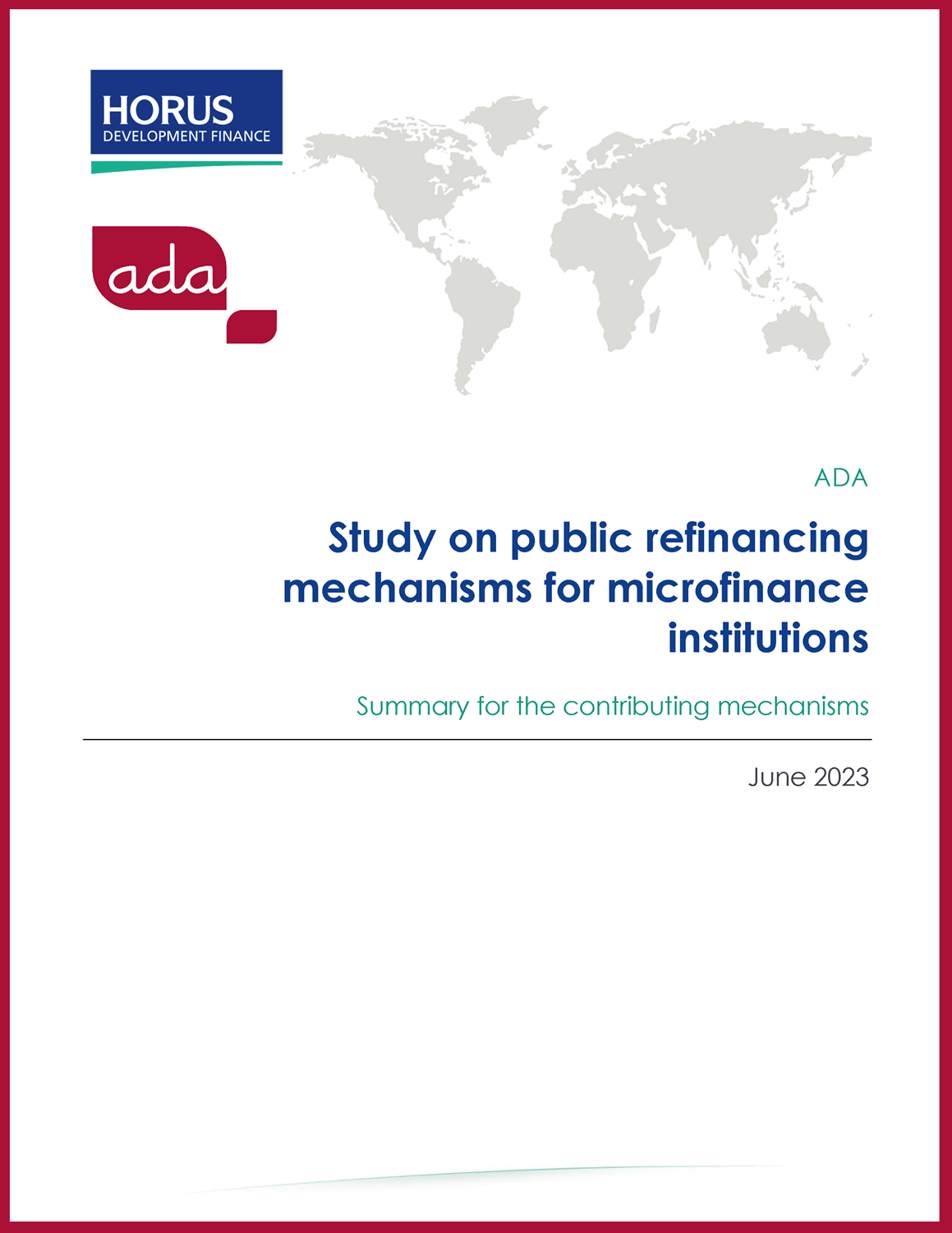 Study on public refinancing mechanisms for microfinance institutions
