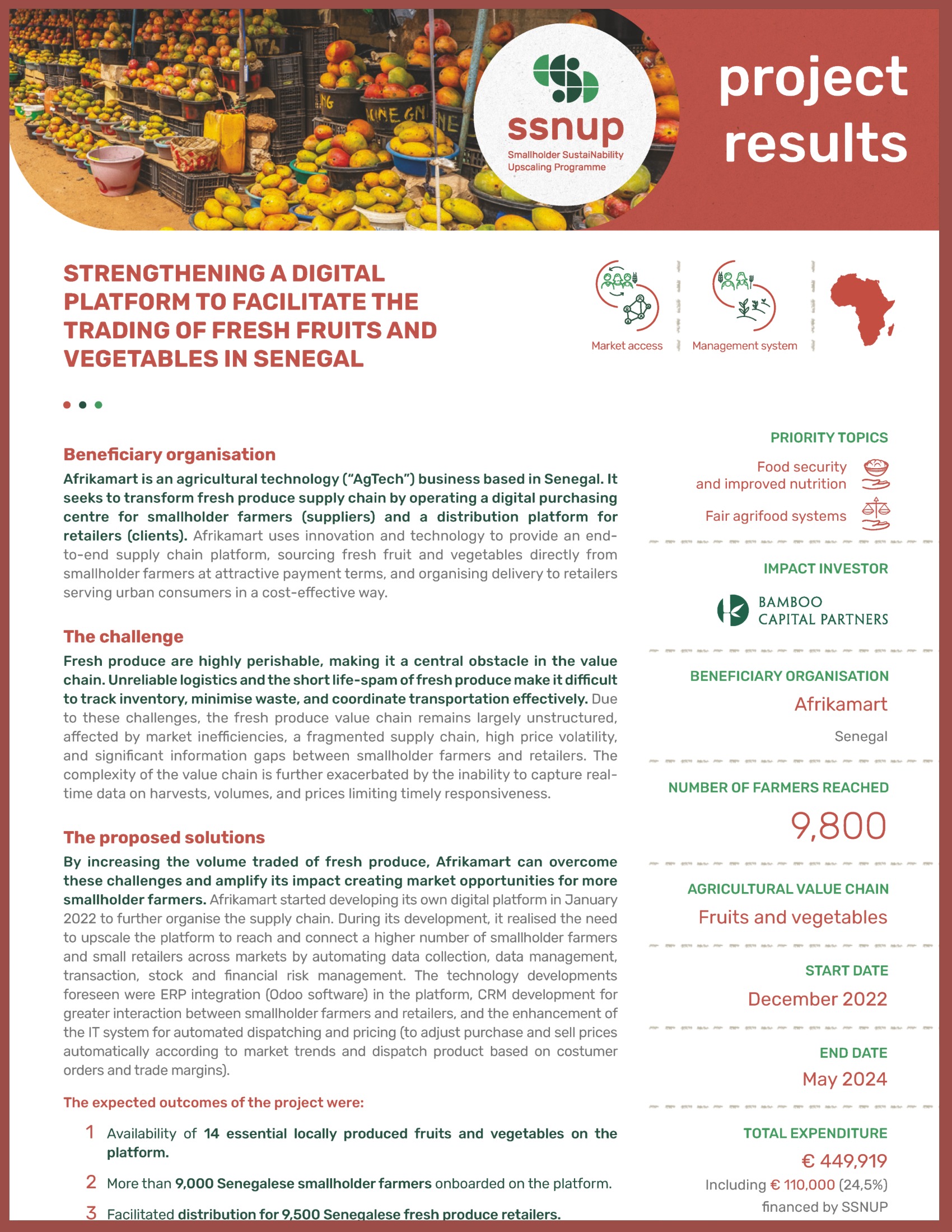 Cover Strengthening a digital platform to facilitate the trading of fresh fruits and vegetables in Senegal
